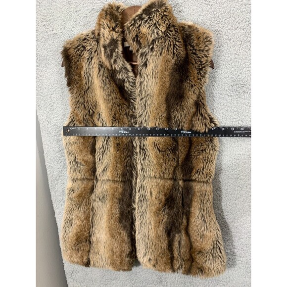 YA Los Angeles Small / Medium (S/M) Faux Fur Vest Jacket Loop Hook Closure - Picture 8 of 10